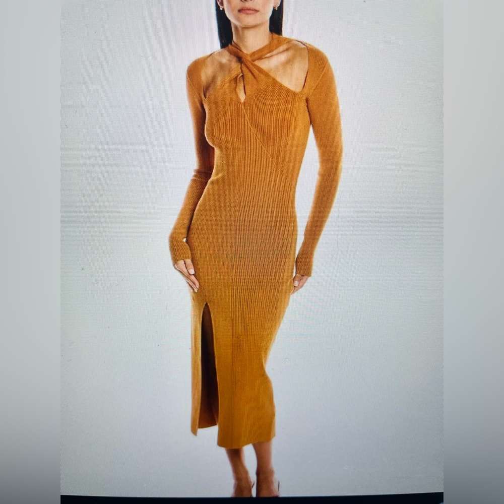 Nicholas Karasi revolve MIDI sweater dress caramel brown size S